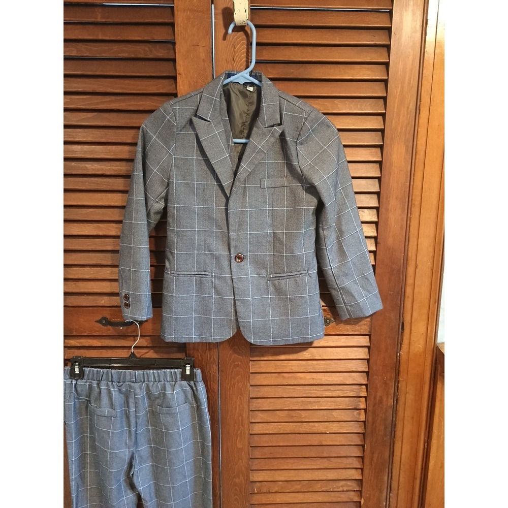 Swotgdoby Boys Easter Suit Gray Plaid 3 Piece Youth Size 10 12 Jacket Pants Vest
